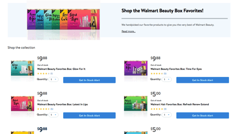 Walmart Beauty Favorites E-Commerce Page